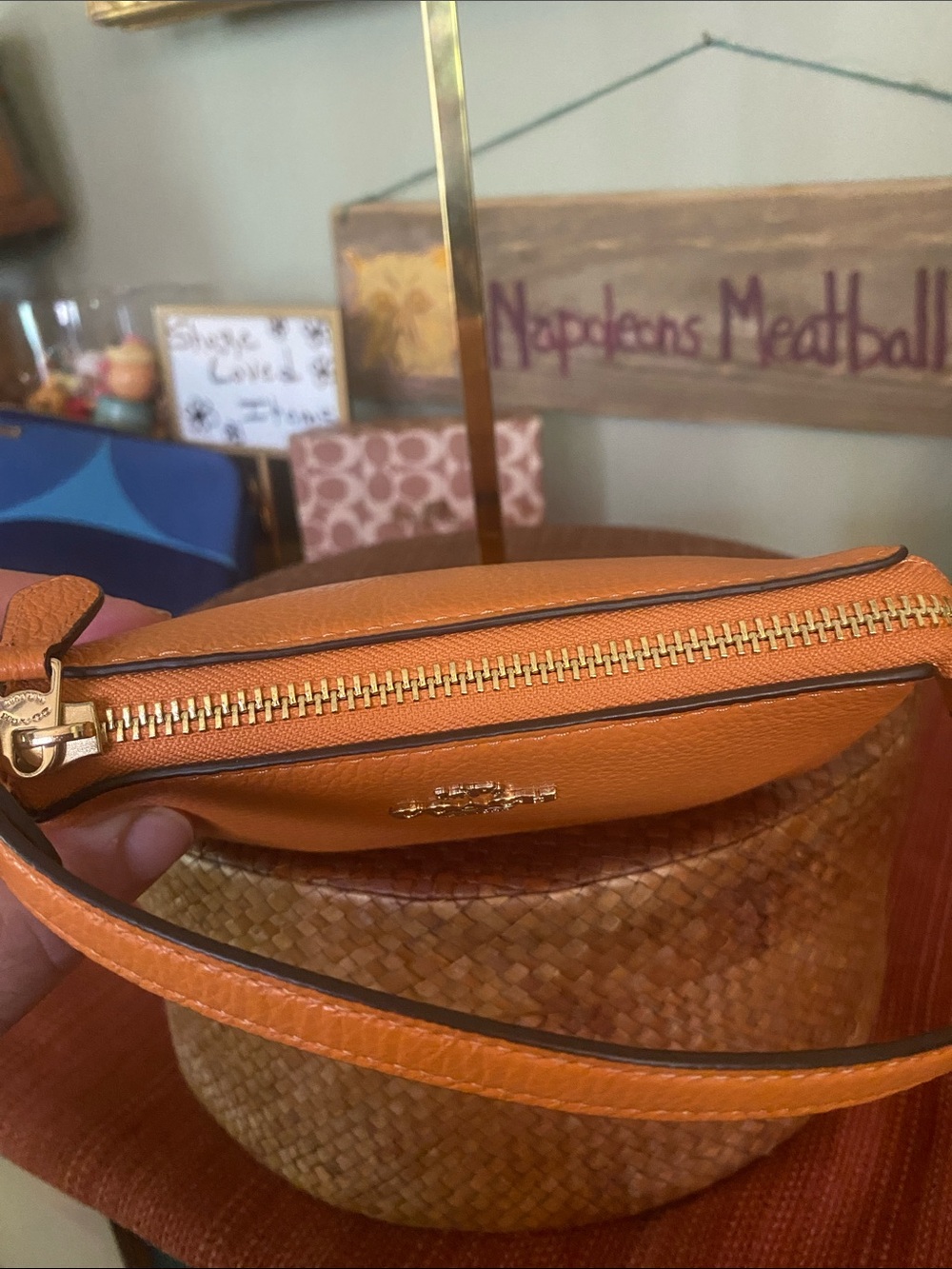Coach Nolita Pebbled Leather Zip Mini Purse Wristlet Orange #6386 - Picture 11 of 11